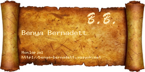 Benya Bernadett névjegykártya